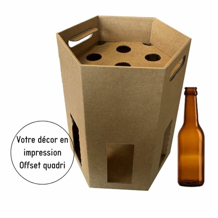 Fût de bières kraft 7x33cl impression Offset